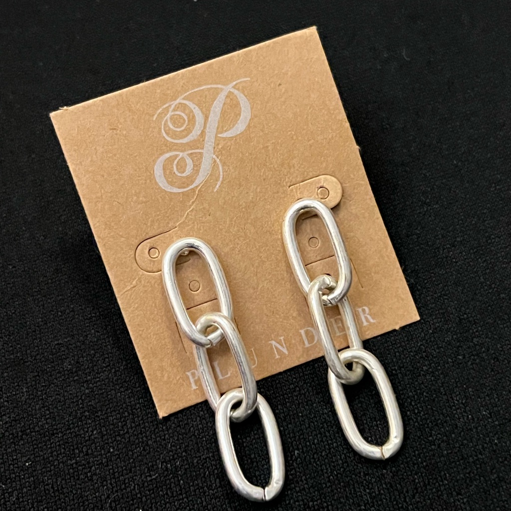 Plunder Silver Chain Link Earrings 6$